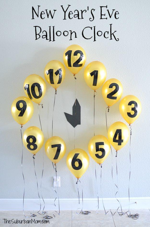New Years Eve Decor Ideas - New Year’s Eve Balloon Clock Countdown - DIY New Year's Eve Decorations - Cheap Ideas for Banners, Balloons, Party Tables, Centerpieces and Festive Stre