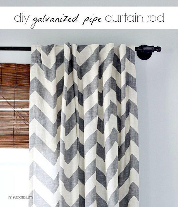 DIY Galvanized Pipe Curtain Rod, quick enough to finish before nap time and a piece worth keeping out on display