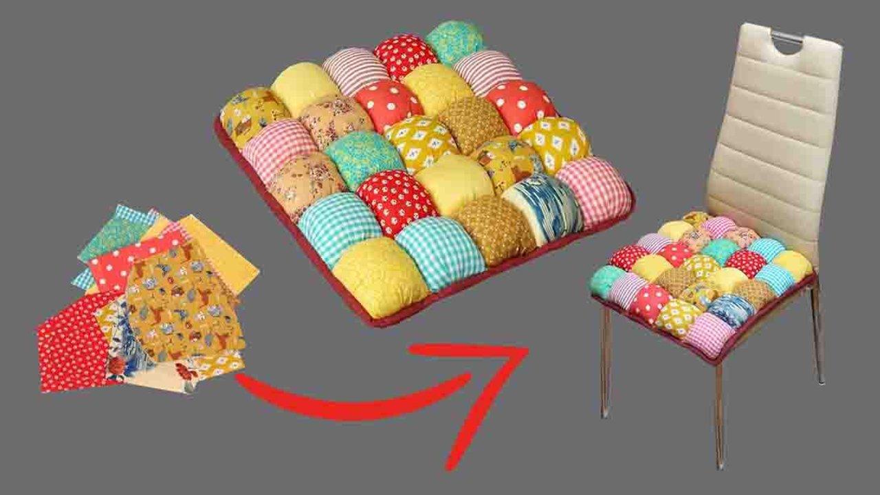 DIY Easy Chair Cushion with Fabric Scraps Tutorial