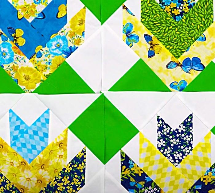 Place Quilt Blocks Together To Make a mountain Lily Quilt