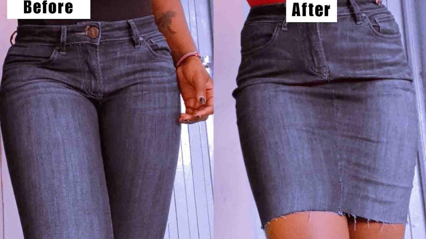How To Turn Old Jeans into a Denim Skirt