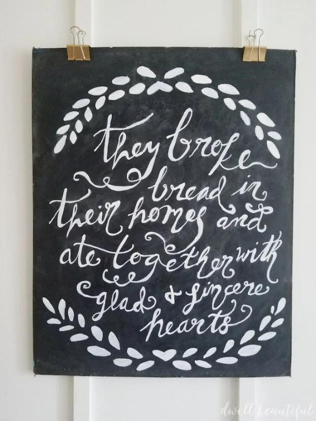 Rustic DIY Chalkboard Wall Art, easy to fit into a free afternoon and a sweet little detail guests always notice