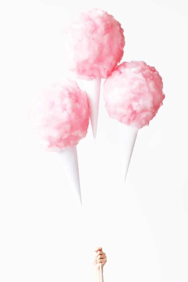DIY Cotton Candy Balloons, fast enough to finish before guests arrive and a charming touch that photographs beautifully