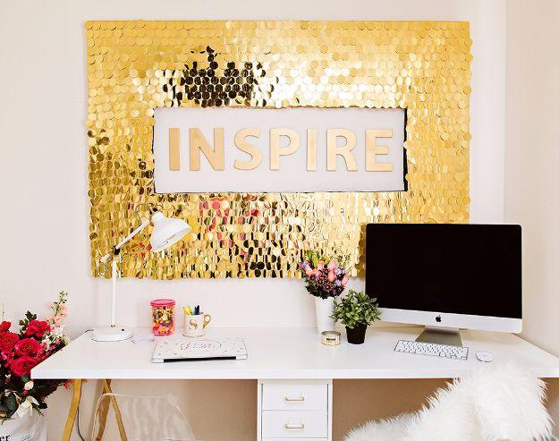 DIY Sequins Wall Art, low pressure enough to try this weekend and a nice way to make a plain corner feel finished