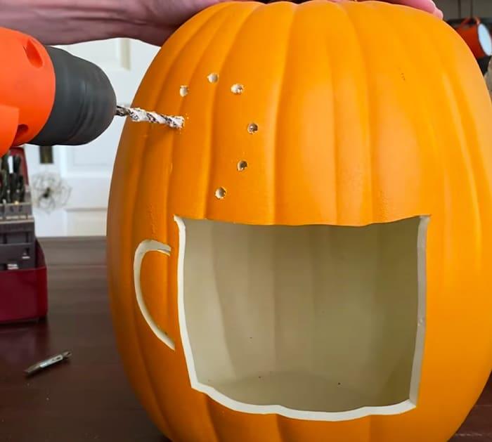 DIY Fall Coffee Bar idea - Use Pumpkin To Store K-Cups - Pumpkin Decor