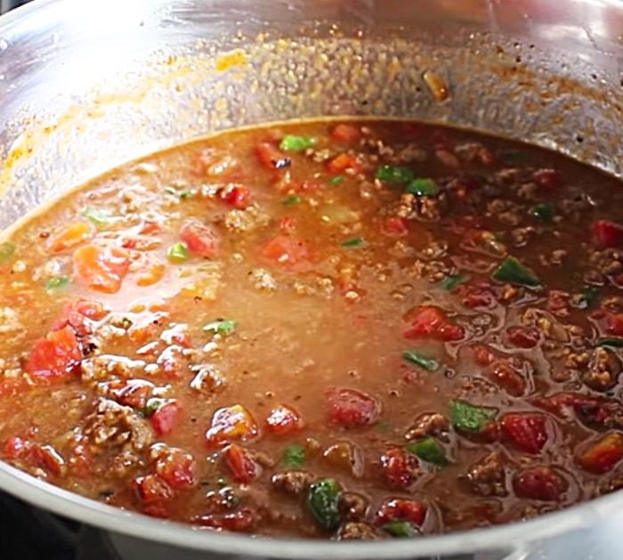 Make homemade chili for cornbread casserole