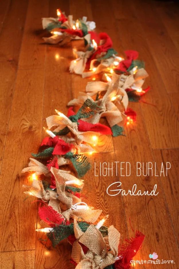 Lighted Burlap Garland, a cozy winter DIY idea worth making this season and a pretty handmade touch for winter entertaining