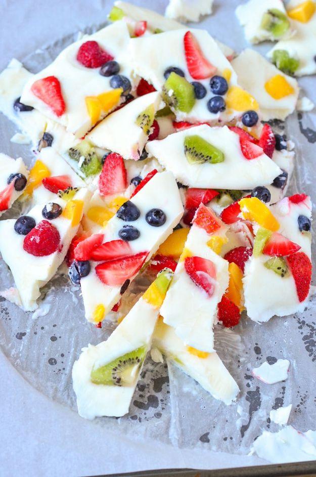 Best Recipes To Teach Your Kids To Cook - Frozen Yogurt Fruit Bark - Easy Ideas To Show Children How to Prepare Food - Kid Friendly Recipes That Boys and Girls Can Make Themselves