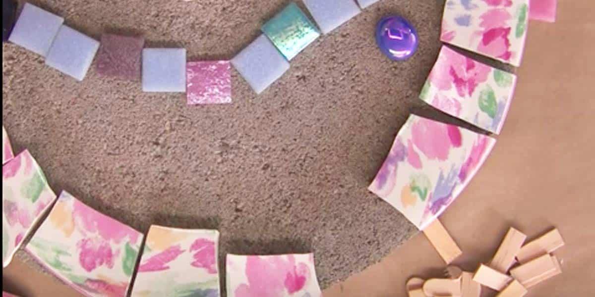 She Takes Broken China, Glues It To Concrete And Adds Something Fabulous To Her Garden!