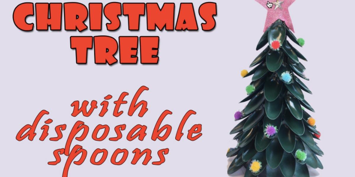 Watch How She Makes This Amazing Christmas Tree Out Of Disposable Spoons!