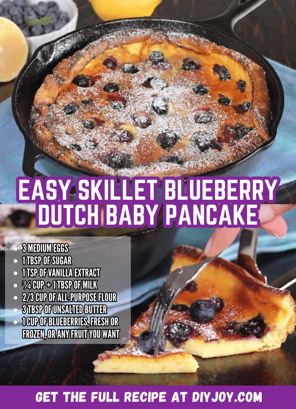 Easy Skillet Blueberry Dutch Baby Pancake Recipe