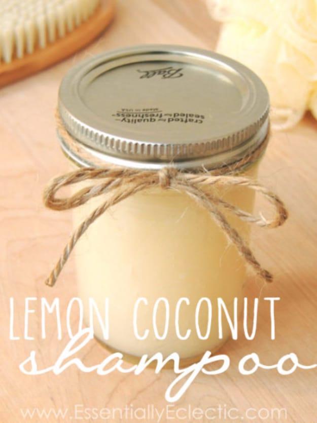 Lemon Coconut Shampoo, a natural skincare swap, mixed in minutes with ingredients from the kitchen shelf
