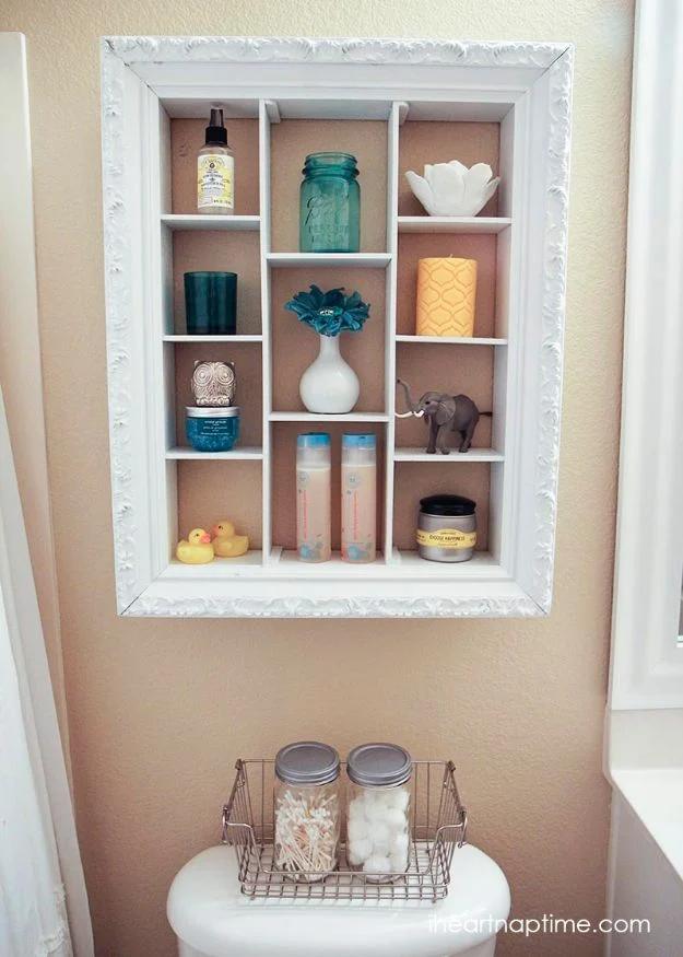 Bathroom Shelf Makeover, a picture frame project worth trying this season and an idea that is easy to recreate at home