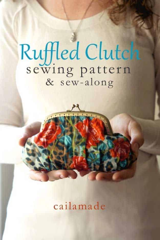 Ruffled Clutch, a homemade gift, easy enough for a beginner and a small upgrade with a real visual payoff