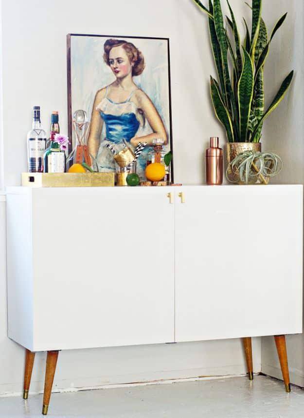 Mid Century Bar Cabinet, a popular choice on this list and a budget friendly upgrade using basic IKEA pieces