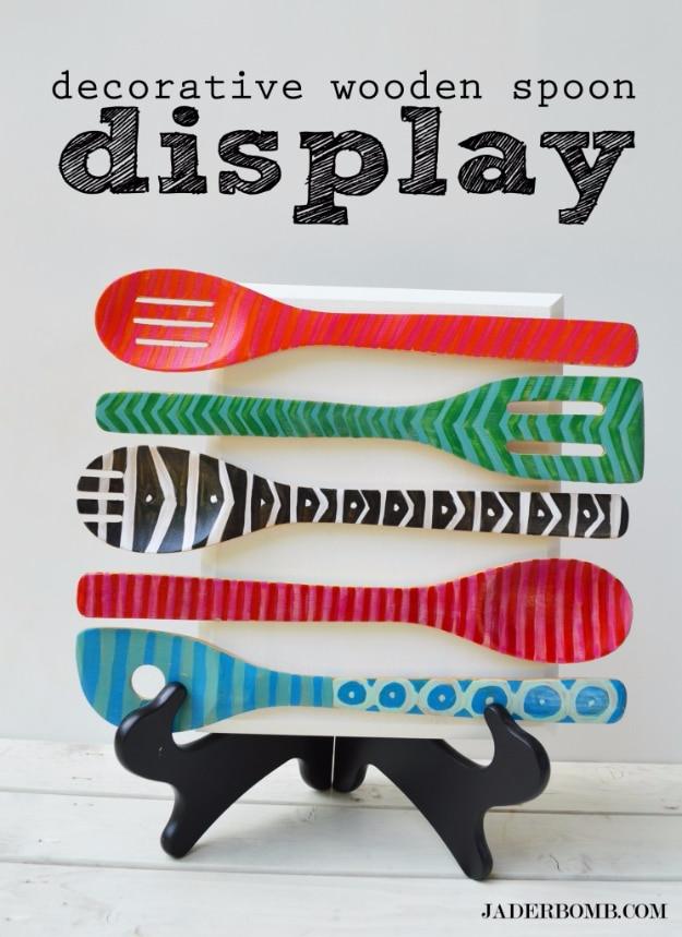 Decorative Wooden Spoon Display, flexible enough to adjust as you go and a smart way to add personality to a room