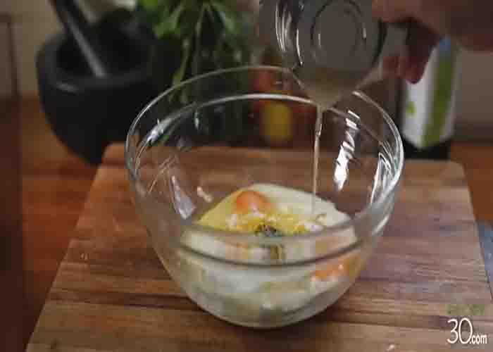 Making the lemon olive oil cake batter
