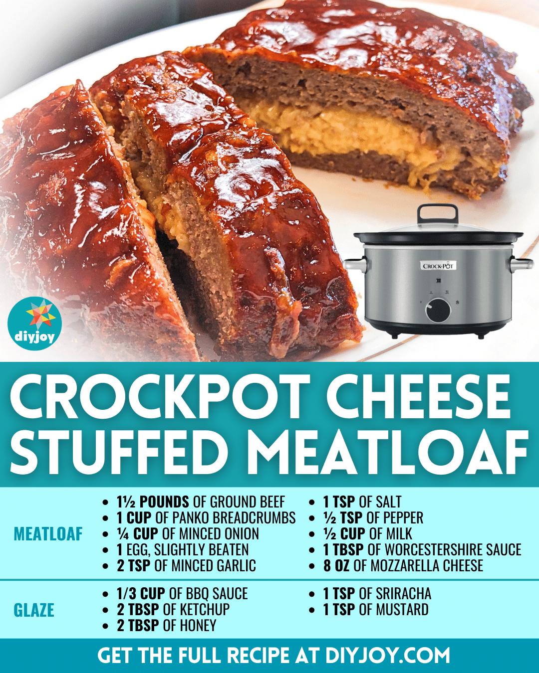 Easy Crockpot Cheese-Stuffed Meatloaf Recipe