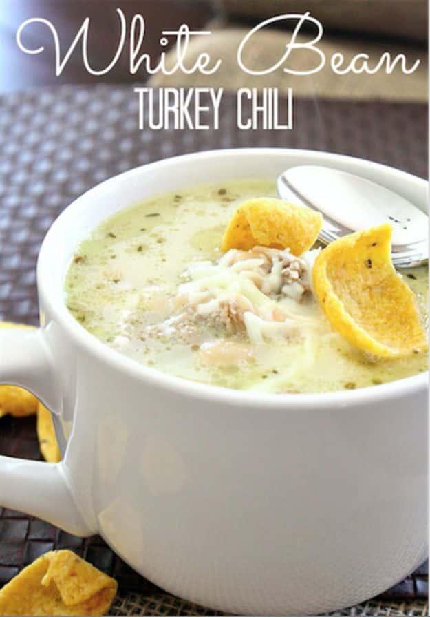 Ground Turkey Recipes - White Bean Turkey Chili - Healthy and Easy Turkey Recipe Ideas for Dinner, Lunch, Snack - Quick Crockpot and Instant Pot, Casserole, Meatballs, Pasta and Bu