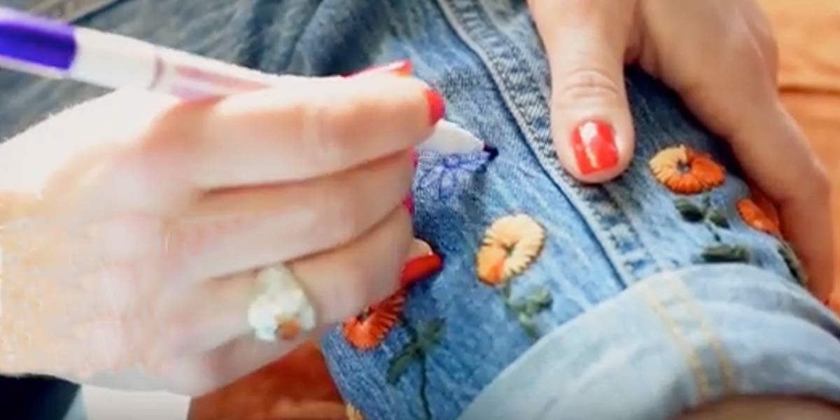 Embroidered Clothing Is The Big Fashion Now~Watch How How She Updates A Pair Of Jeans!