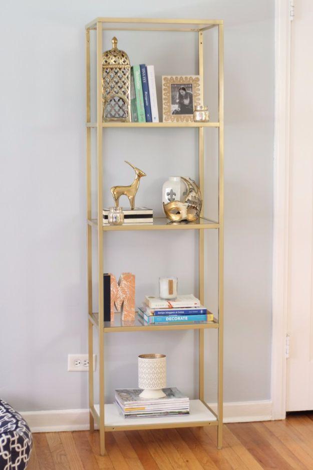 IKEA Hacks For The Bedroom - Painted IKEA Vittsjo Bookcase - Best IKEA Furniture Hack Ideas for Bed, Storage, Nightstand, Closet System and Storage, Dresser, Vanity, Wall Art and K