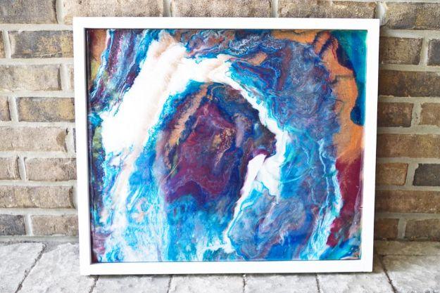 Poured Resin Wall Art, easy to fit into a free afternoon and a great fix using stuff you already have on a shelf
