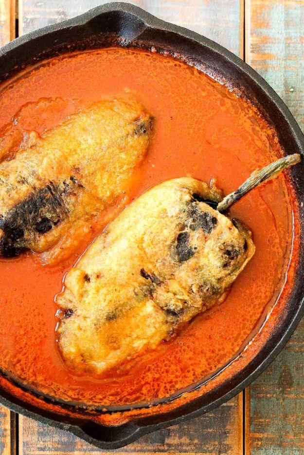 Best Mexican Food Recipes - Chiles Rellenos Stuffed With Mexican Queso - Authentic Mexican Foods and Recipe Ideas for Casseroles, Quesadillas, Tacos, Appetizers, Tamales, Enchilada