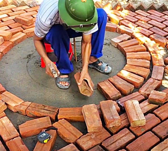 Build a work of art in the yard or garden using bricks and shells