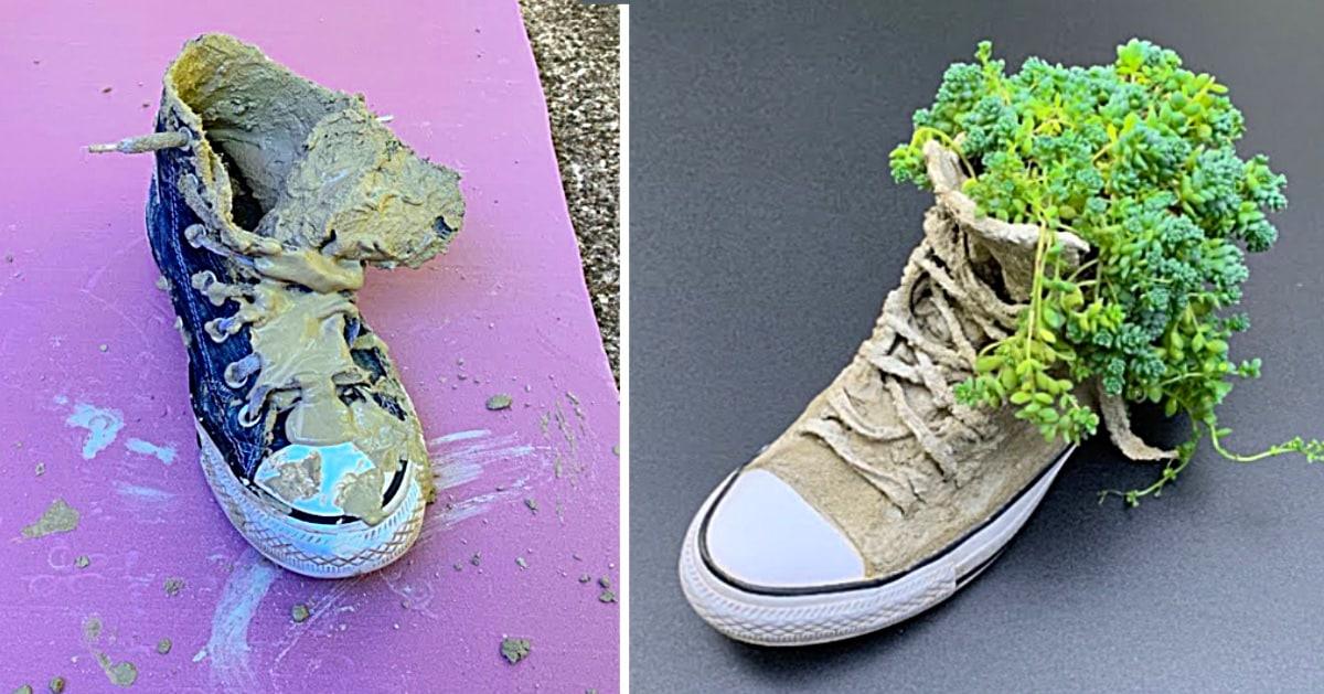 DIY Cement Shoe Planter