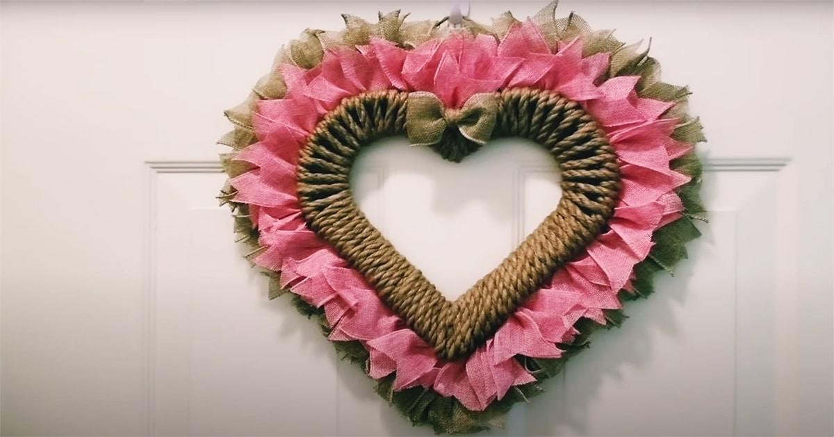 DIY Dollar Tree Farmhouse Heart Wreath