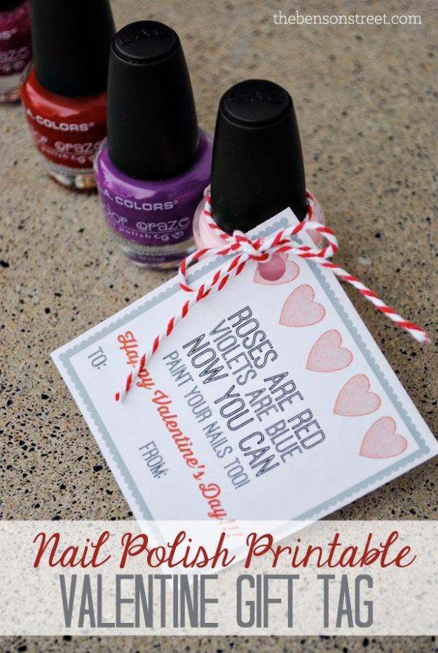 DIY Nail Polish Crafts - Nail Polish Valentine Gift Tag - Easy and Cheap Craft Ideas for Girls, Teens, Tweens and Adults | Fun and Cool DIY Projects You Can Make With Fingernail Po