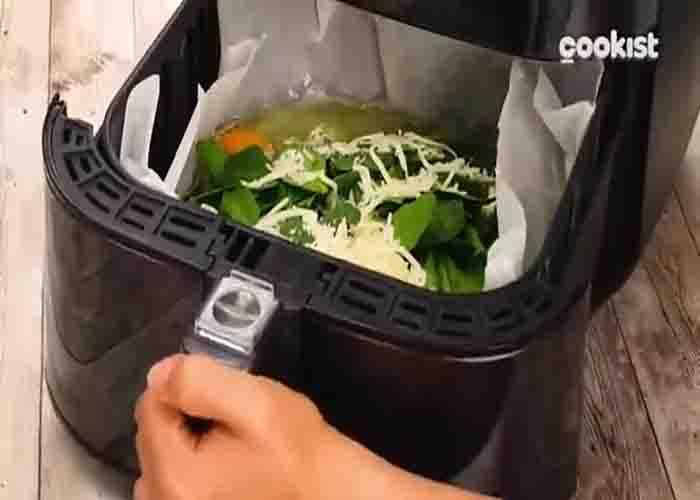Cooking the omelet in the air fryer