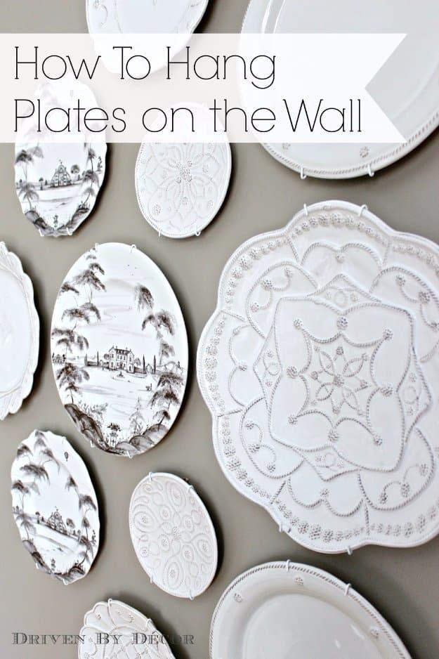 Decorative Plate Wall, one of the best dining room decor ideas on this list and a creative way to reuse what you already have