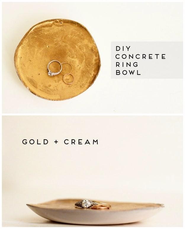 DIY Projects Made With Concrete - DIY Concrete Ring Bowl - Quick and Easy DIY Concrete Crafts - Cheap and creative countertops and ideas for floors, patio and porch decor, tables,