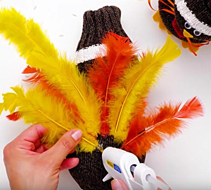 Teach children to make a Thankgsgiving sock turkey