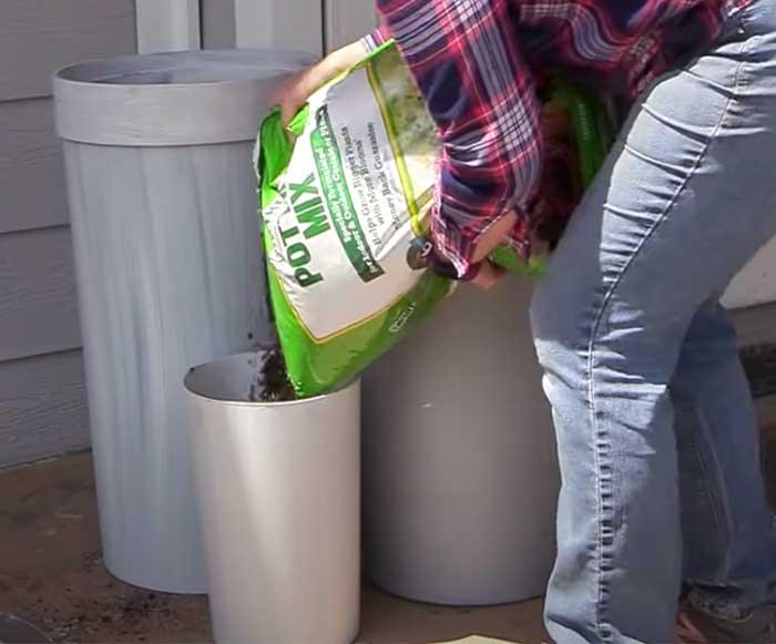 Patio Planters Made From Trash Can - DIY Patio Planter