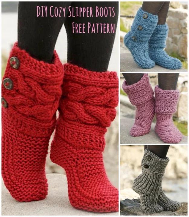 Cozy knit slipper boots with an earthy handmade feel, a favorite gift as cold weather creeps in for the whole family