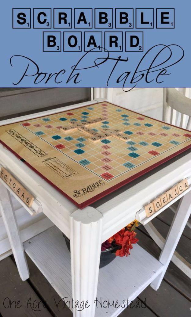 Scrabble Board Porch Table, easy to customize with paint or stain already on hand and a keepsake worth handing down for years