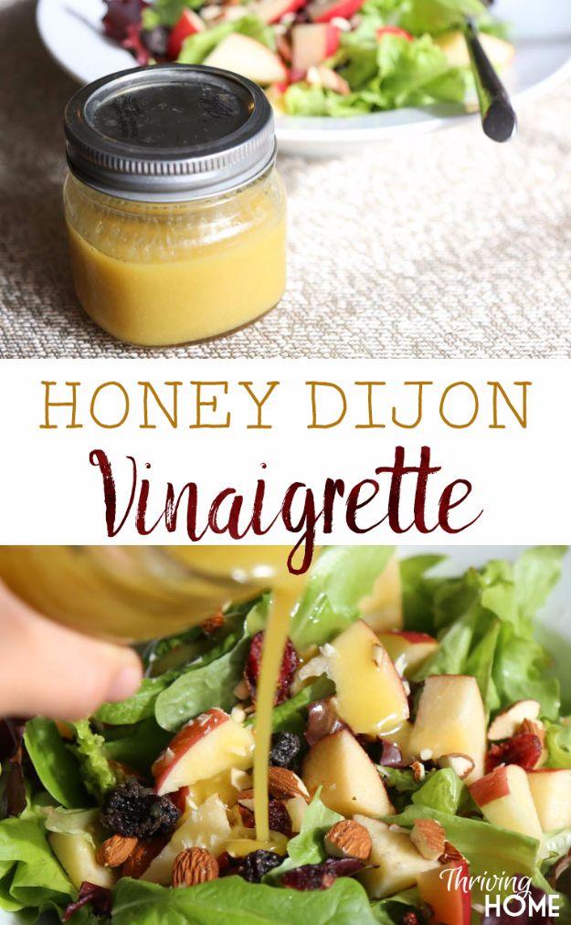 Salad Dressing Recipes - Honey Dijon Vinaigrette Salad Dressing - Healthy, Low Calorie and Easy Recipes for Creamy Homeade Dressings - How To Make Vinaigrette, Mango, Greek, Paleo,