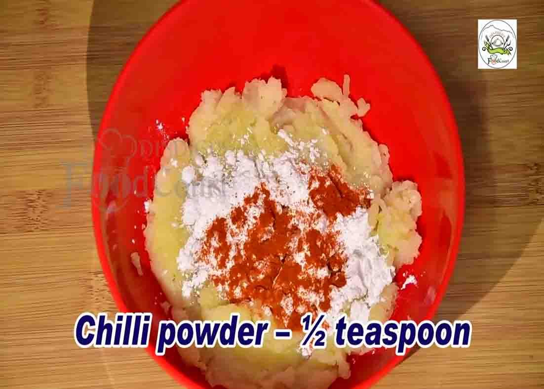 Combining all the ingredients for the potato lollipop recipe