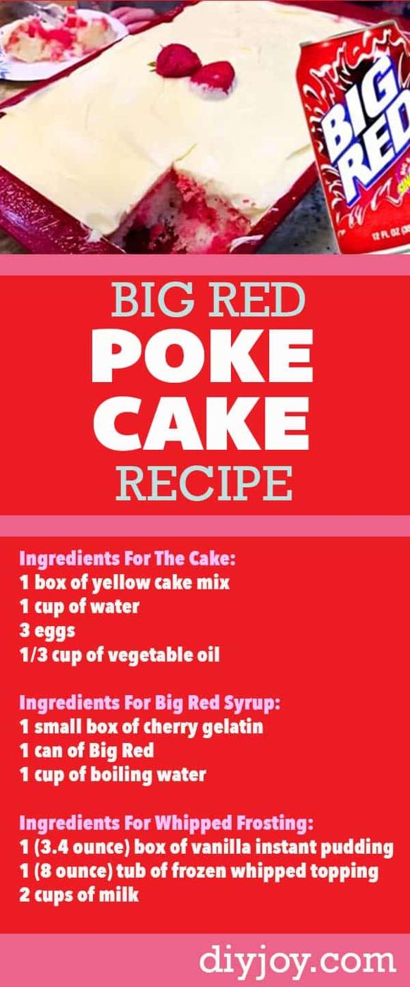 How to Make a Poke Cake With Big Red Soda - Recipe and Tutorial -Pour Big Red Syrup Over A Texas Poke Cake