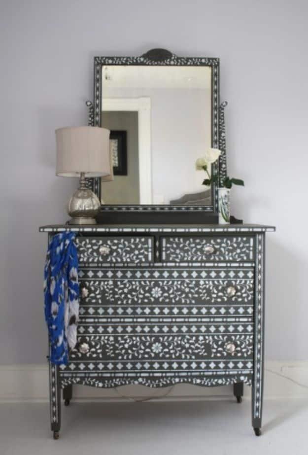 DIY Bone Inlay Dresser, one of the best picks on this list and an idea worth trying before buying something new