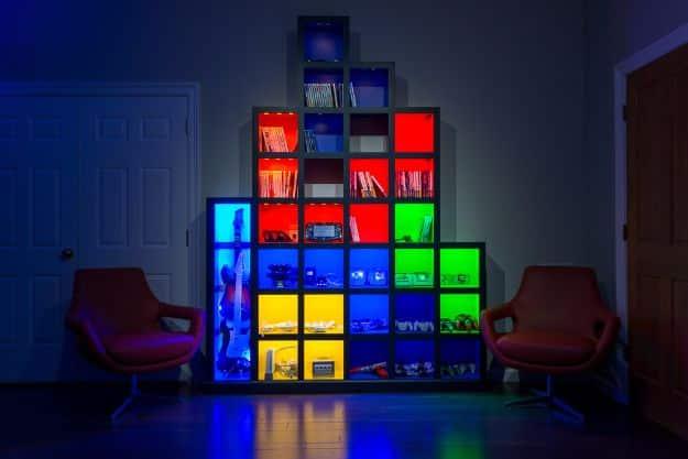 DIY Media Room Ideas - Tetris Wall - Do It Yourslef TV Consoles, Wall Art, Sofas and Seating, Chairs, TV Stands, Remote Holders and Shelving Tutorials - Creative Furniture for Movi