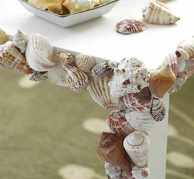 Make A Seashell Table, a seaside home accent, easy to scale up for a whole batch and a keepsake worth handing down