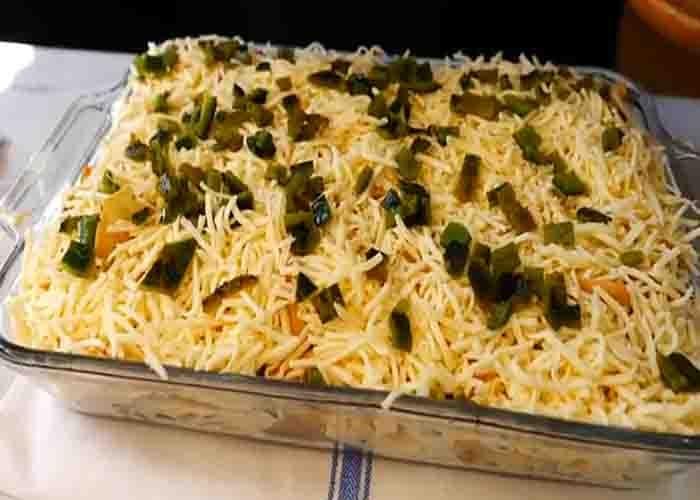 Assembling the chimichangas casserole