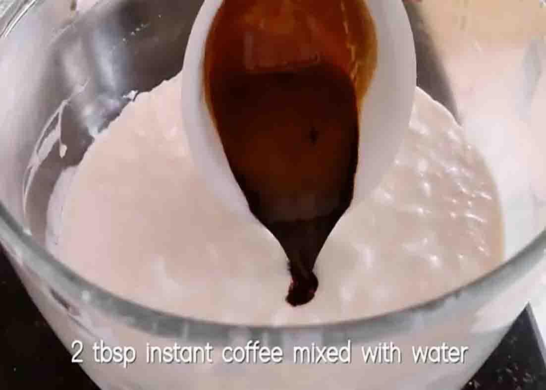 Mixing all the ingredients for the no-bake coffee cake recipe