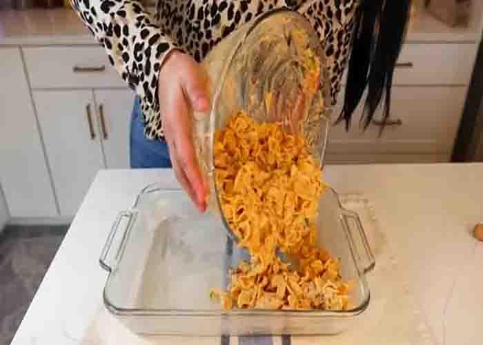 Assembling the chipotle tuna casserole