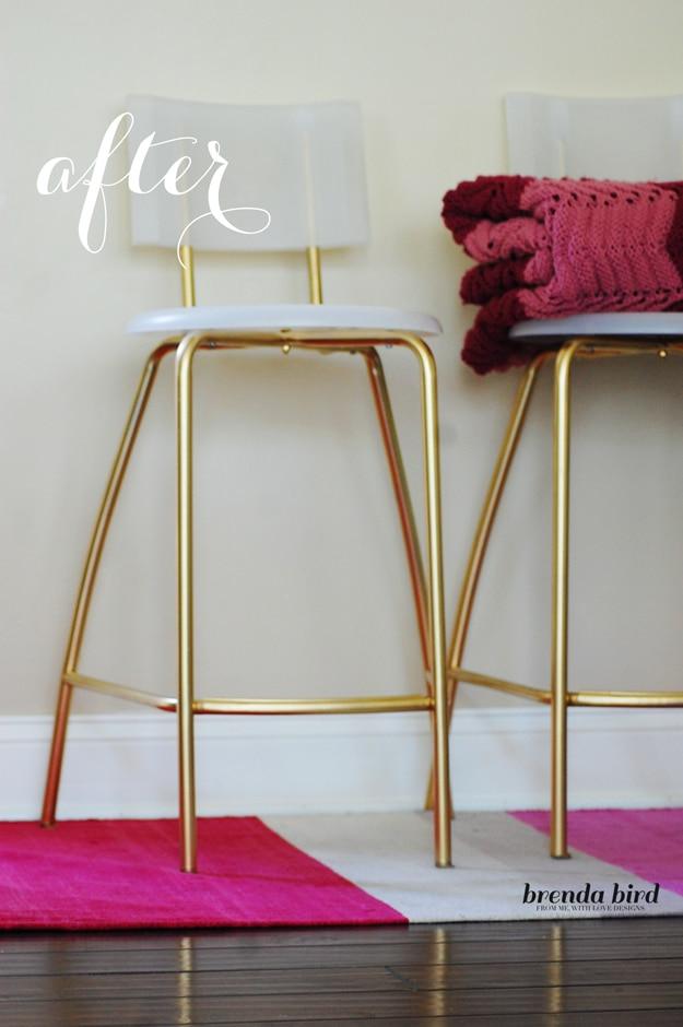 DIY Glammed Up Gold Stools, quick to put together in an afternoon and proof a small touch makes a big difference