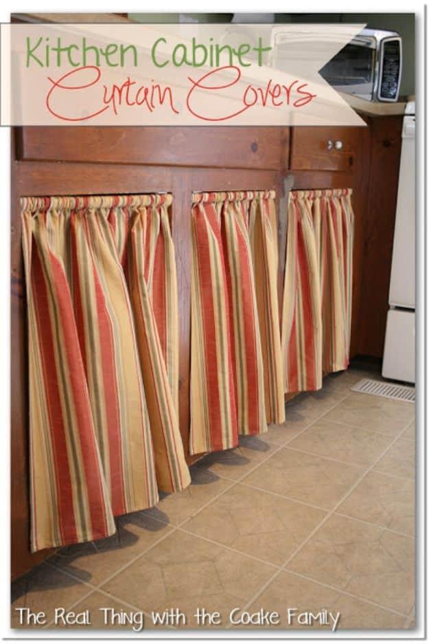 Kitchen Cabinet Curtain Covers, a fresh update using paint and new hardware and a practical way to make old cabinets feel new