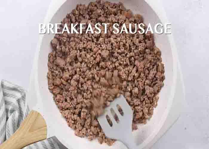 Browning the breakfast sausage for the slow cooker breakfast casserole